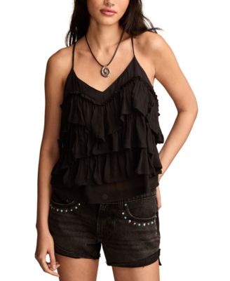 Lucky Brand - Women's Chiffon V-Neck Tiered Ruffle Top