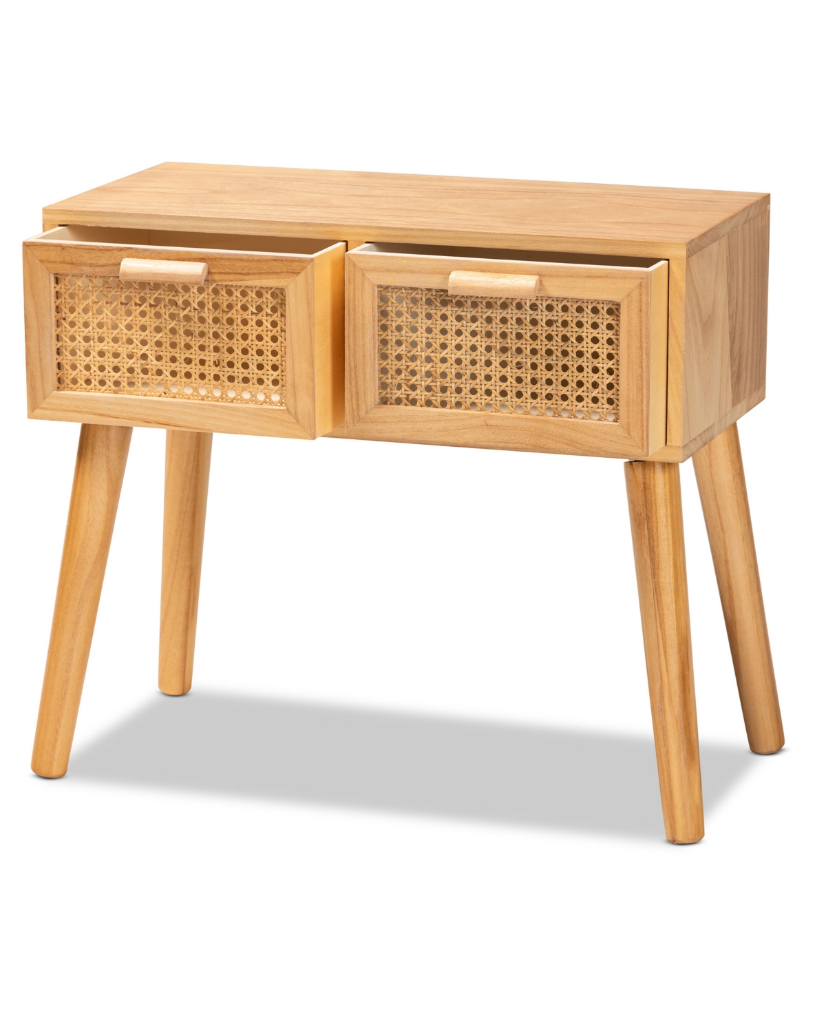 Baxton Studio 24.4" Finished Wood Falan Mid-century Modern 2-drawer Console Table In Brown,oak Brown