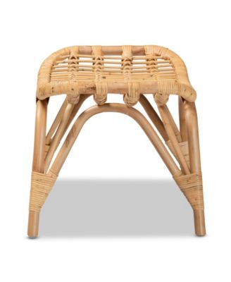 20.5" Natural Rattan Bernardo Modern Bohemian Ottoman