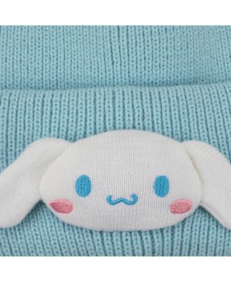 3D Plush Character Head Blue Tall Cuff Beanie