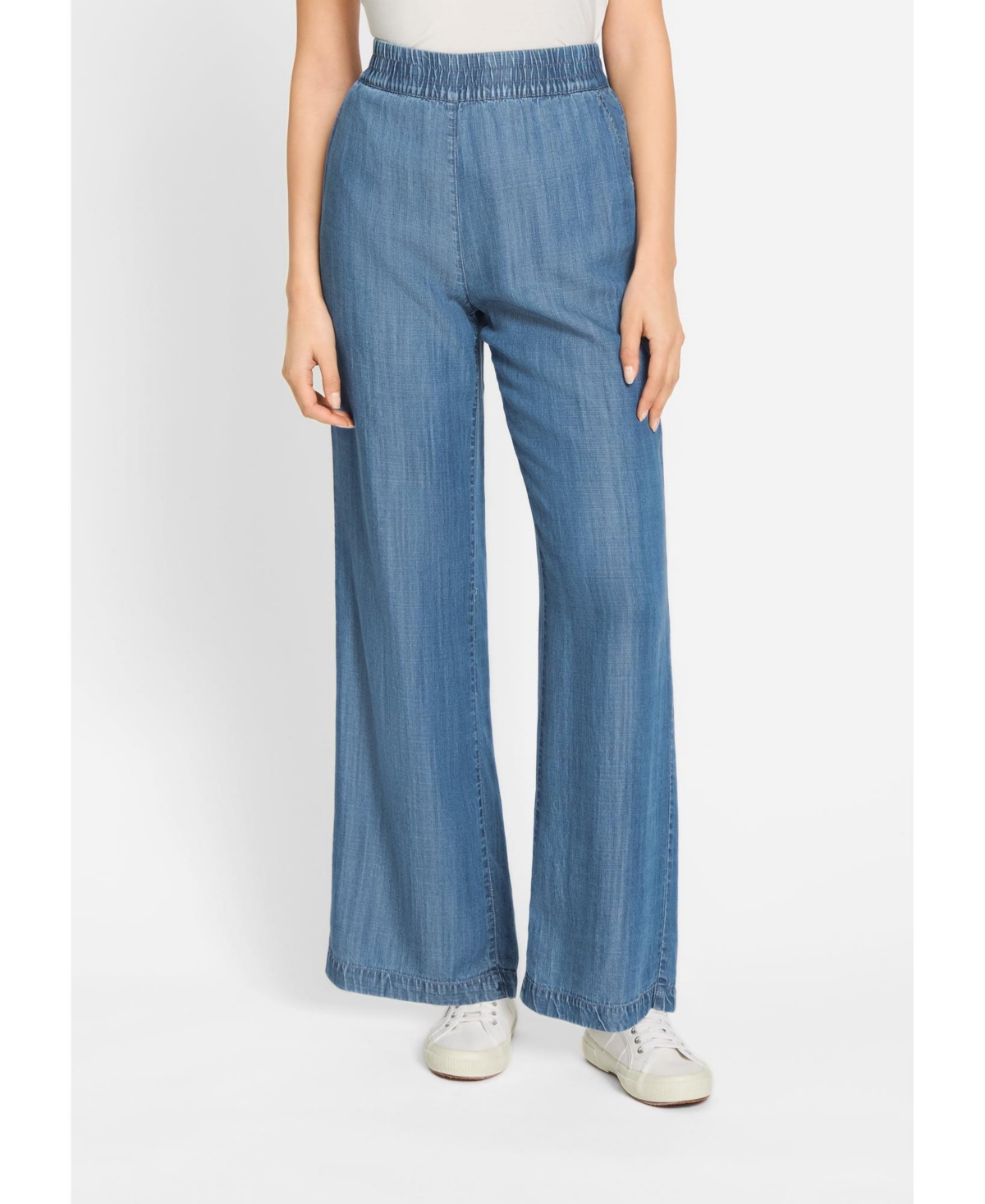 Women's Anna Fit Wide Leg Denim Look Pant - Blue denim