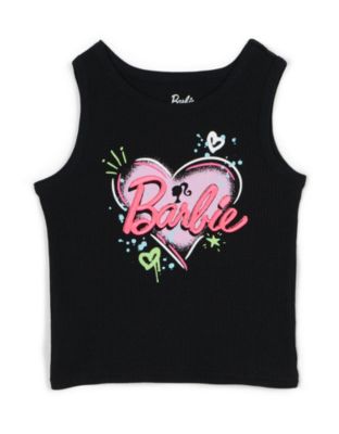 Girls Cropped Ribbed Tank Top and French Terry Shorts Outfit Set