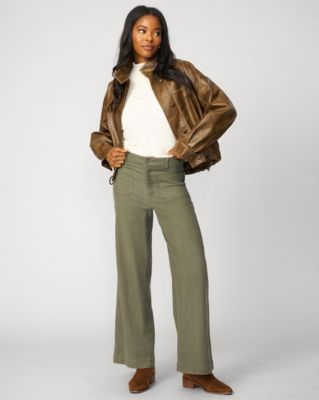 Women's Ruffle Lace Stretch Mock Neck Top