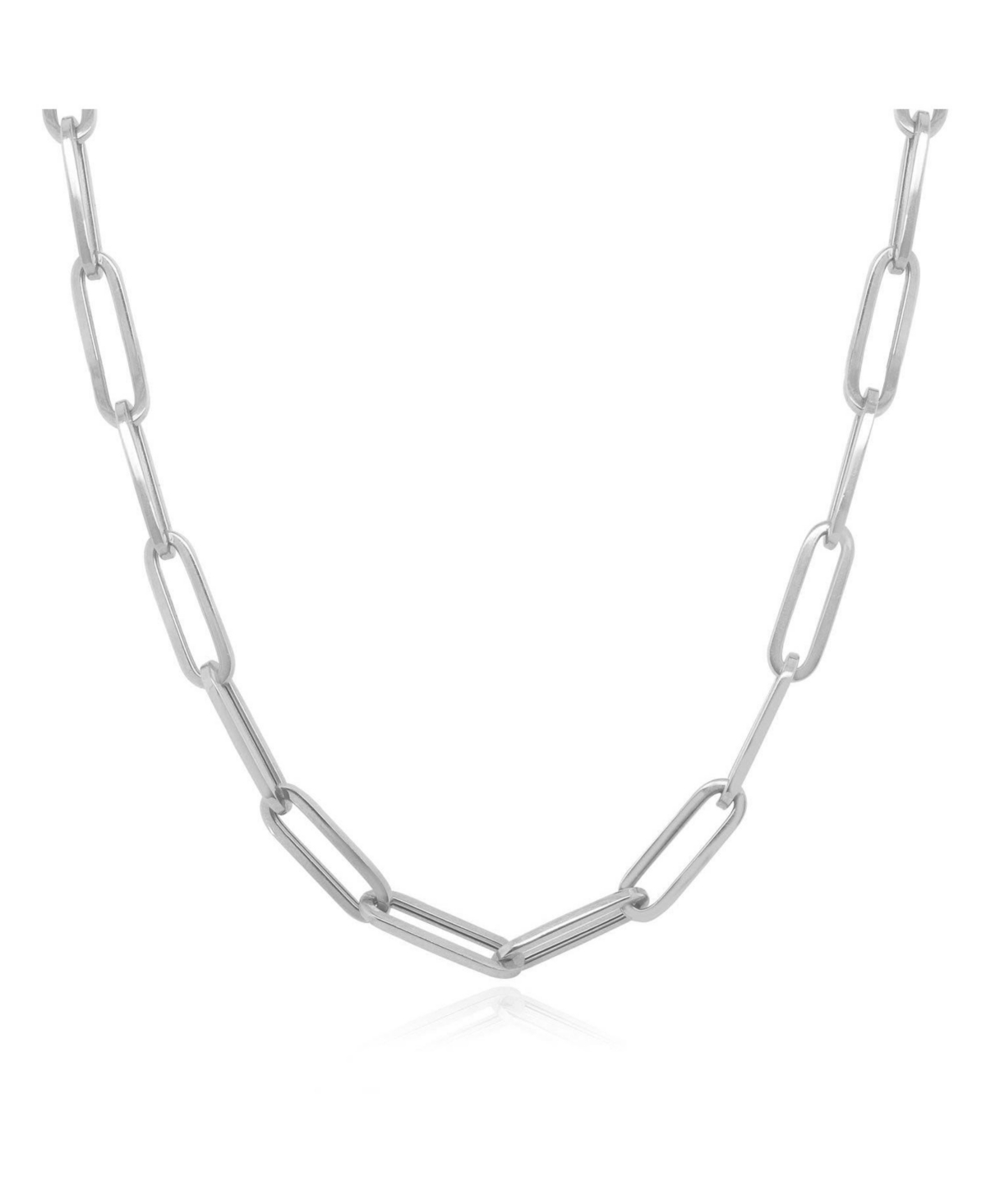 Extra Large Paperclip Link Chain Necklace 14K White Gold 20 inches - White gold