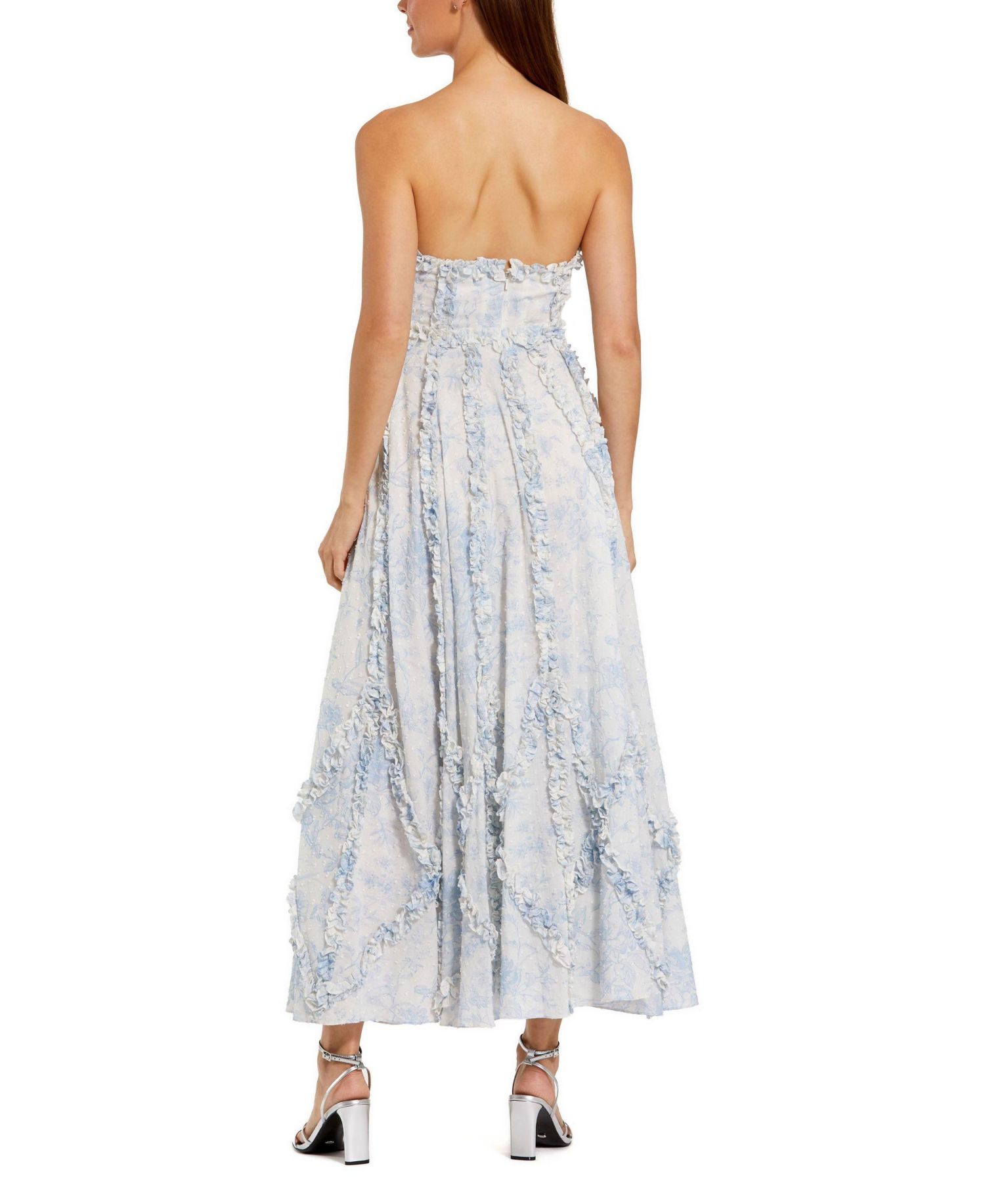 Women's Floral Cotton Ruffle Strapless Gown