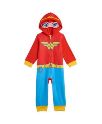 Girls DC Comics Zip Up Costume Pajama Coverall and Cape