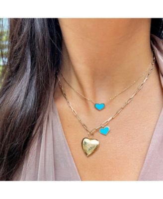 Turquoise Heart Charm 14K Gold 14 millimeters