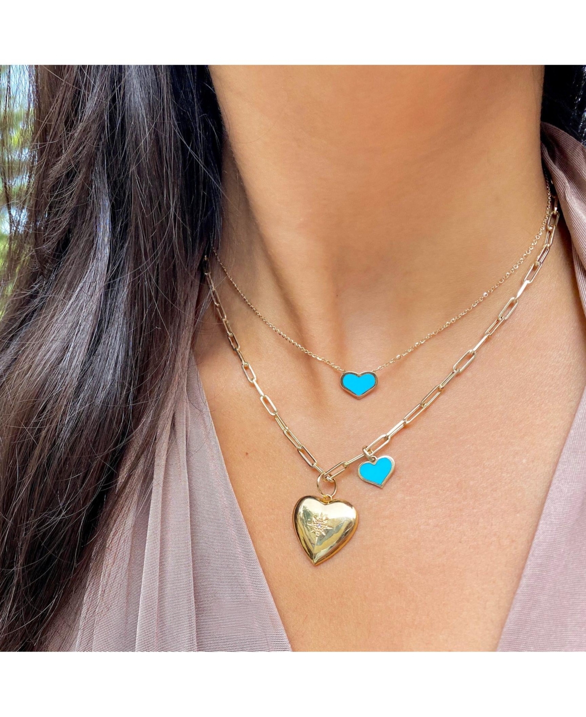 The Lovery Turquoise Heart Charm 14K Gold millimeters