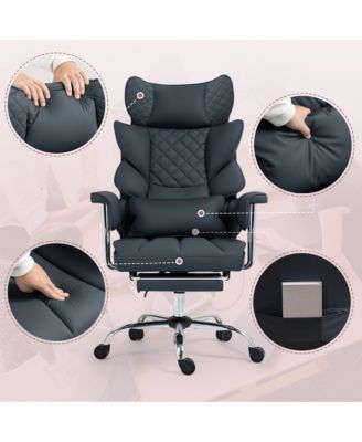 8-Point Massage Gaming Chair, Ergonomic Office Chair, 500lbs Weight Capacity, Adjustable Backrest 90&deg;-135&deg;, Adjustable Backrest and Footrest
