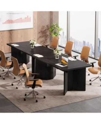 63-Inch Executive Desk, Modern Office Computer Desk with Double Pedestal, Simple Workstations Writing Table Conference Table Business Furniture for Home Office, Black