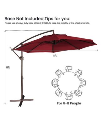 11ft Cantilever/Offset Hanging Patio Umbrella with Easy Tilt and Crank 360° Rotate
