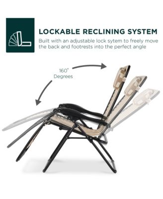 Oversized Zero Gravity Chair, Folding Outdoor Patio Recliner w/ Cup Holder