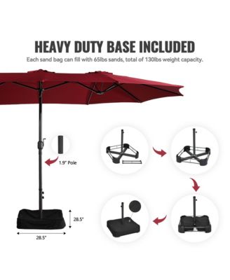 15 ft Double Sided Twin Outdoor Patio Market Umbrella