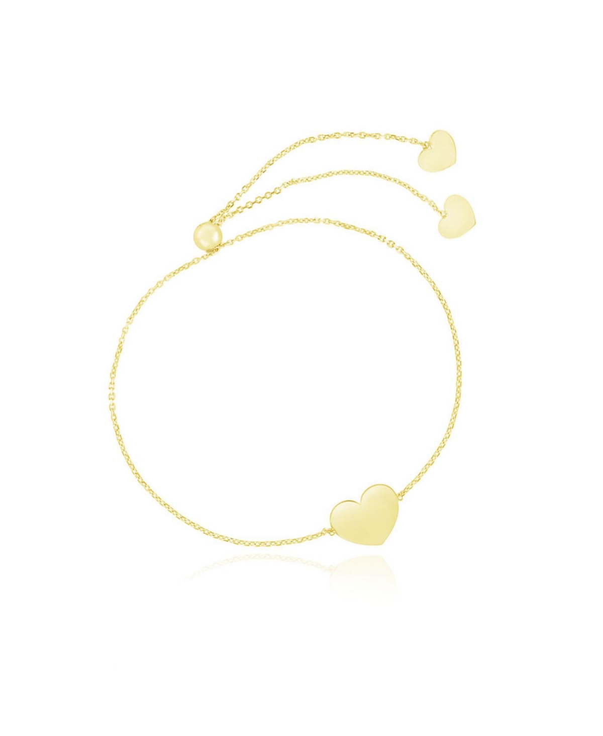 Gold Heart Bolo Bracelet 14K Yellow Gold - Gold
