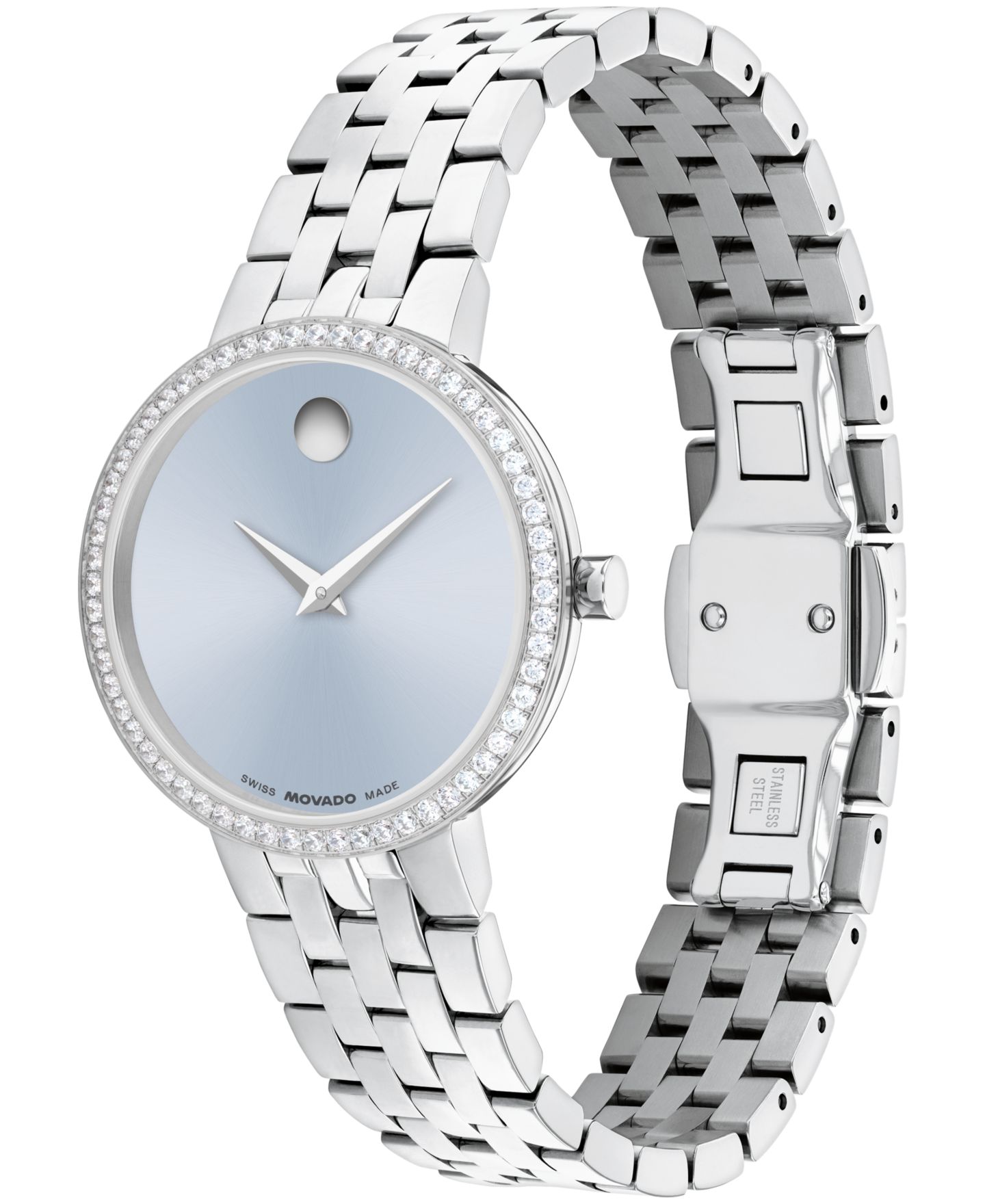 Женские часы Movado Museum Classic Lab Grown Diamond Swiss Quartz Stainless-Steel Watch, 29.5mm — фото 2