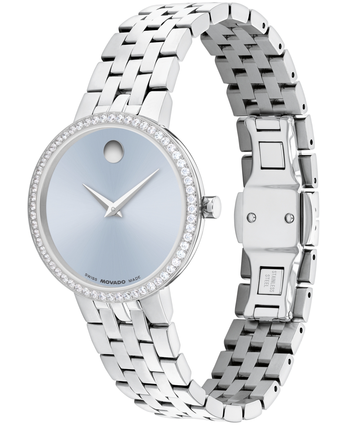 Movado Women's Museum Classic Lab Grown Diamond Swiss Quartz Stainless-steel Watch, 29.5mm In Silver-tone
