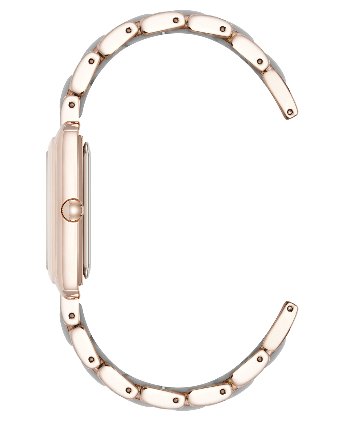 Anne Klein Women's Quartz Casual Rectangular Gray Silicone With Rose Gold-tone Metal Alloy Bracelet Watch, 26mm In Rose Gold-tone,gray