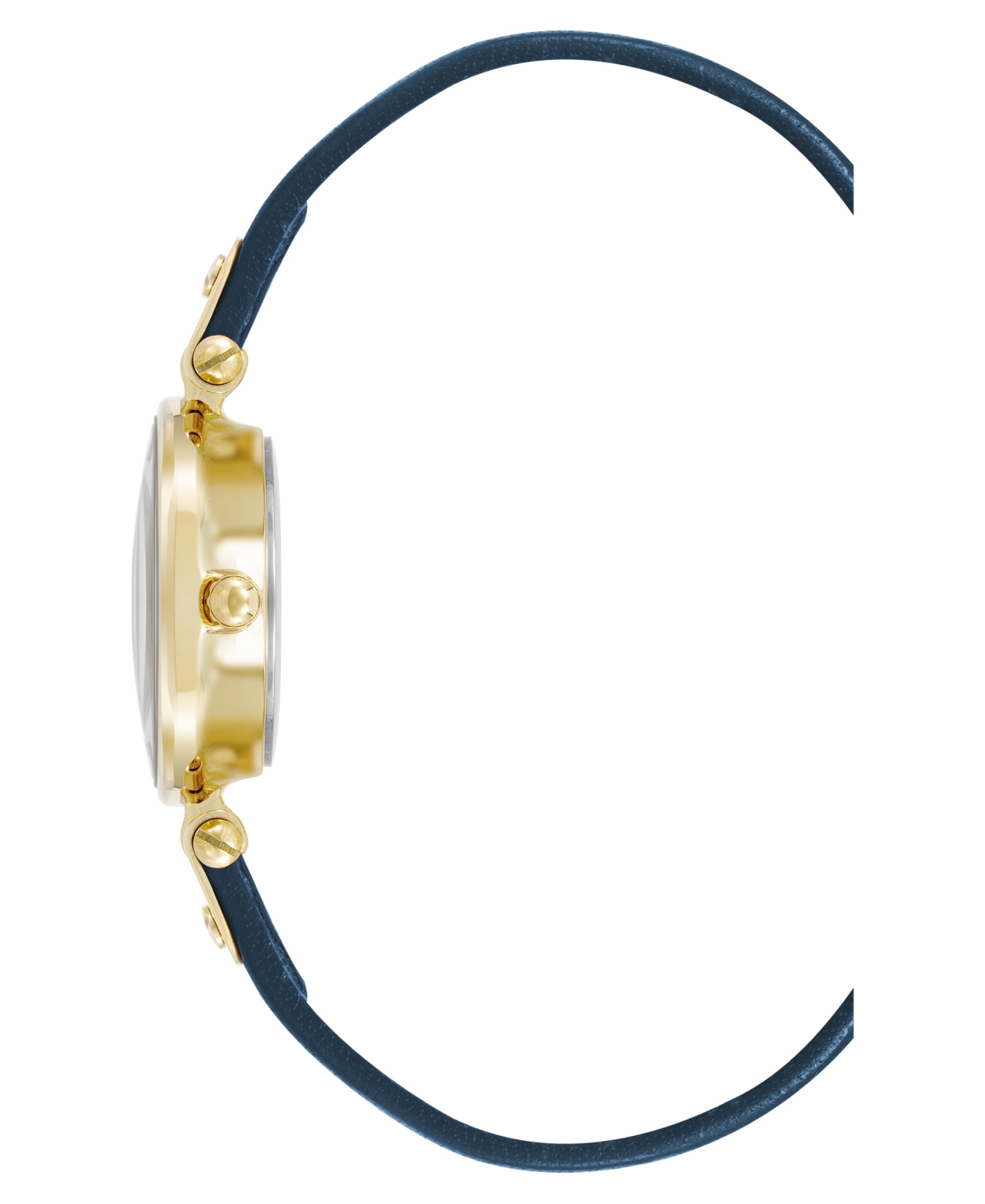 Anne Klein Women's Quartz Blue Leather And Gold-tone Metal Alloy Strap Watch, 26mm In Gold-tone,blue