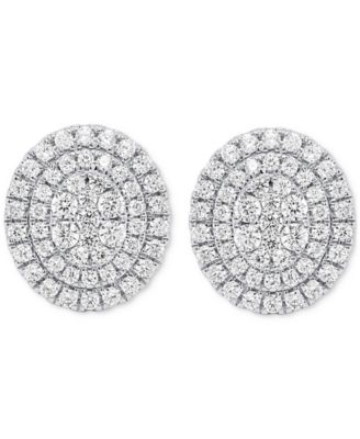 Lab Grown Diamond Double Halo   Cluster Stud Earrings (2 ct. t.w.)  in Sterling Silver or 14k Gold-Plated Sterling Silver