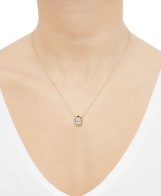 Diamond Bezel Oval Pendant 18" Necklace (1/5 ct. t.w.) in 14k Gold
