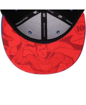 Men's Black Superman Comic Undervisor Fitted Hat