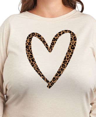 Plus Size Leopard Heart Graphic Pullover T-Shirt
