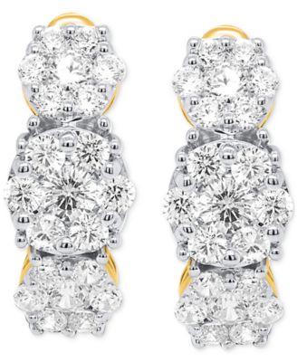 Lab Grown Diamond Triple Cluster Statement Earrings (2 ct. t.w.) in Sterling Silver or 14k Gold-Plated Sterling Silver