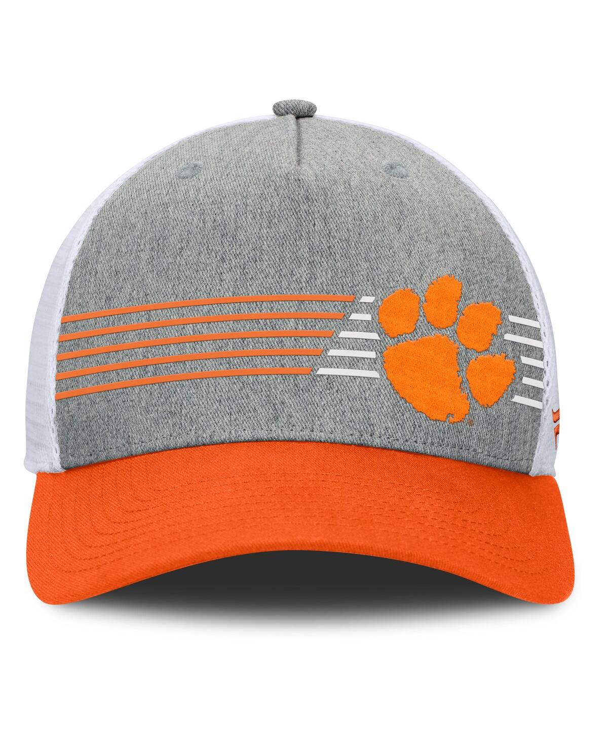 Fanatics Men's Heather Gray/orange Clemson Tigers Profile Trucker Adjustable Hat In Heather Gray,orange