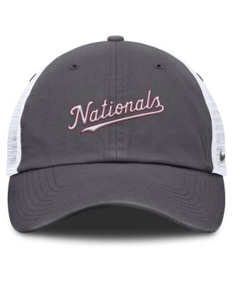 Men's Gray Washington Nationals Wordmark Club Adjustable Trucker Hat