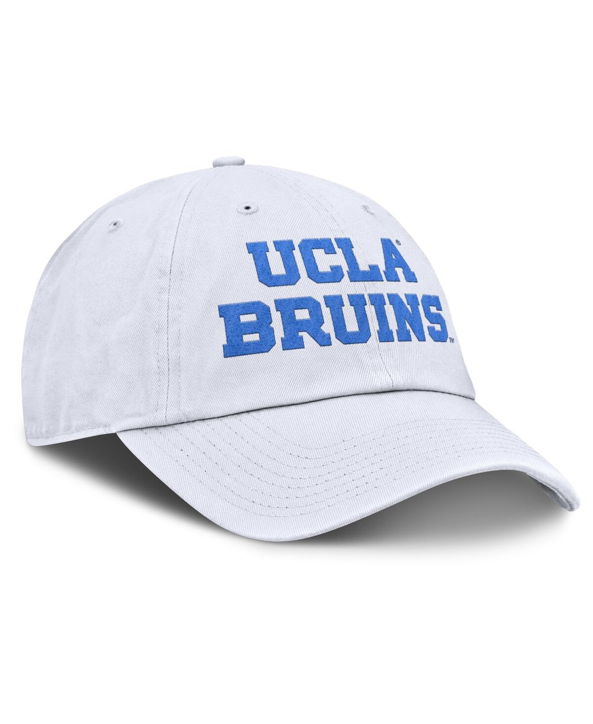 Jordan Men's White Ucla Bruins Core Club Mascot Wordmark Adjustable Hat In White