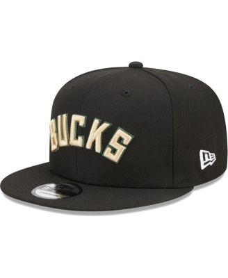 Men's Black Milwaukee Bucks Jersey Hook Statement Edition 9FIFTY Snapback Hat