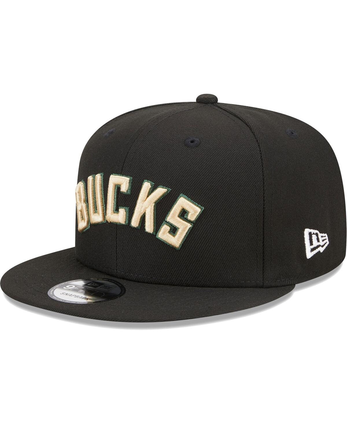 New Era Men's Black Milwaukee Bucks Jersey Hook Statement Edition 9fifty Snapback Hat