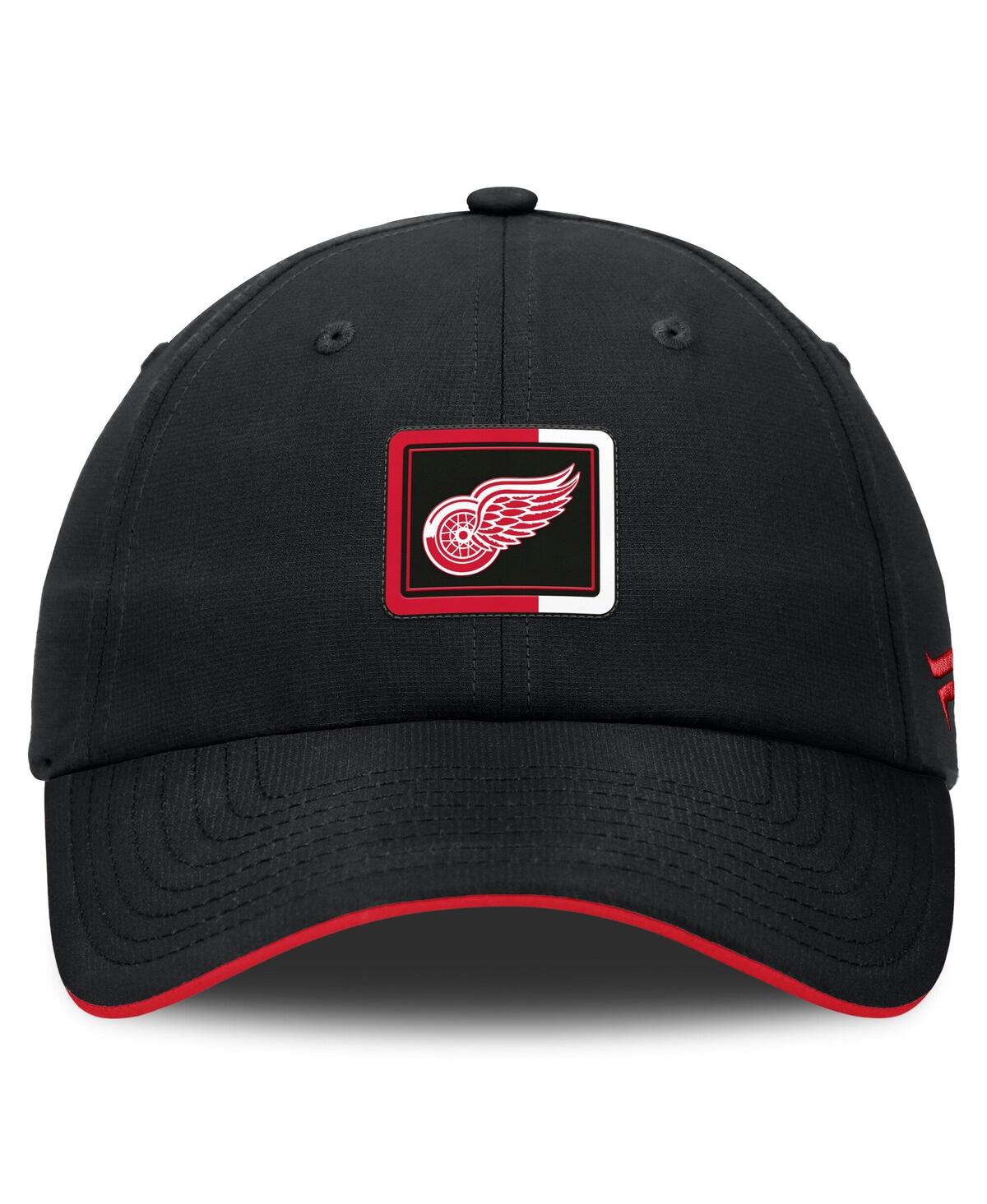 Fanatics Men's Black/red Detroit Red Wings Authentic Pro Ripstop Adjustable Hat In Black,red