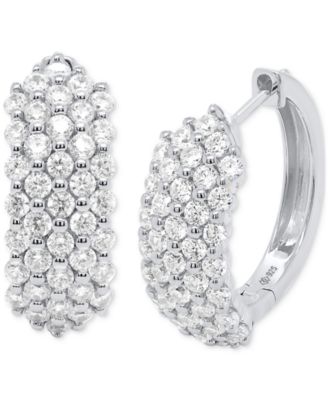 Lab Grown Diamond Cluster Small Hoop Earrings (2 ct. t.w.) in Sterling Silver or 14k Gold-Plated Sterling Silver
