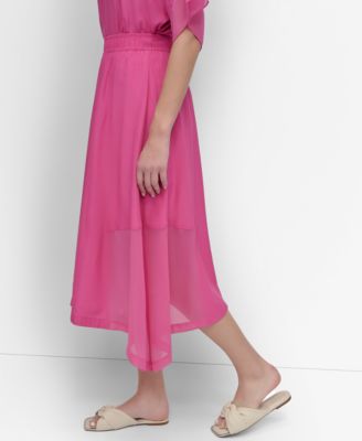 Women's Handkerchief Hem Mixed Media Maxi Skirt