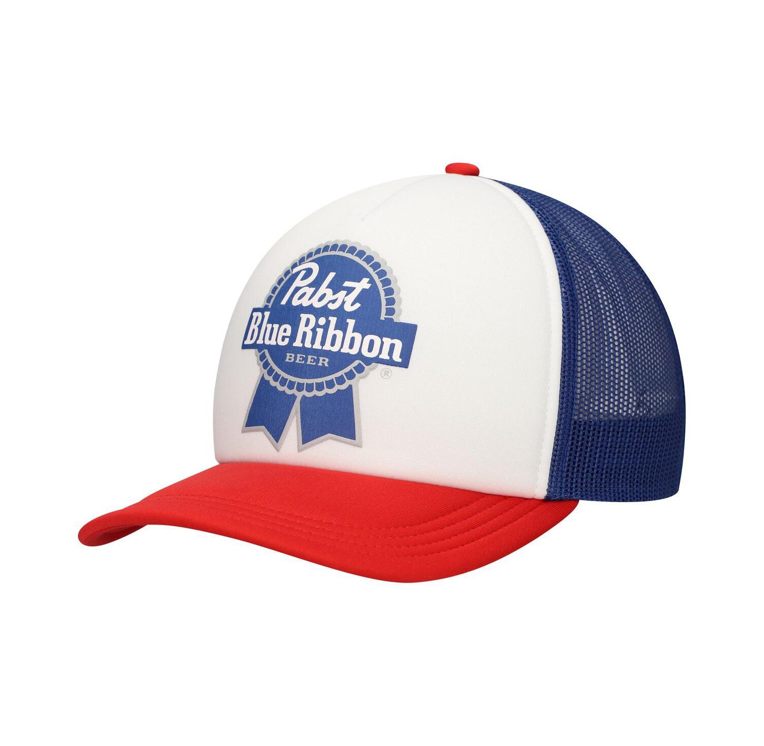 Men's White Pabst Blue Ribbon Foam Trucker Adjustable Hat