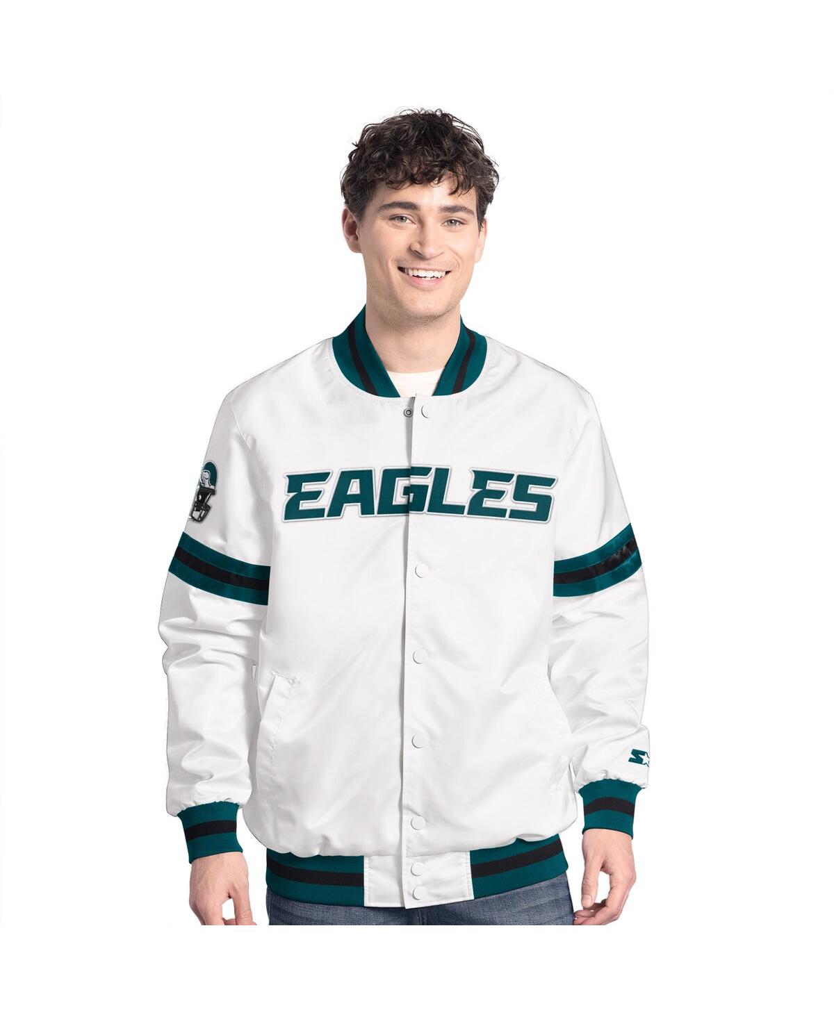 Starter White Philadelphia Eagles Scout Full-snap Varsity Jacket In White