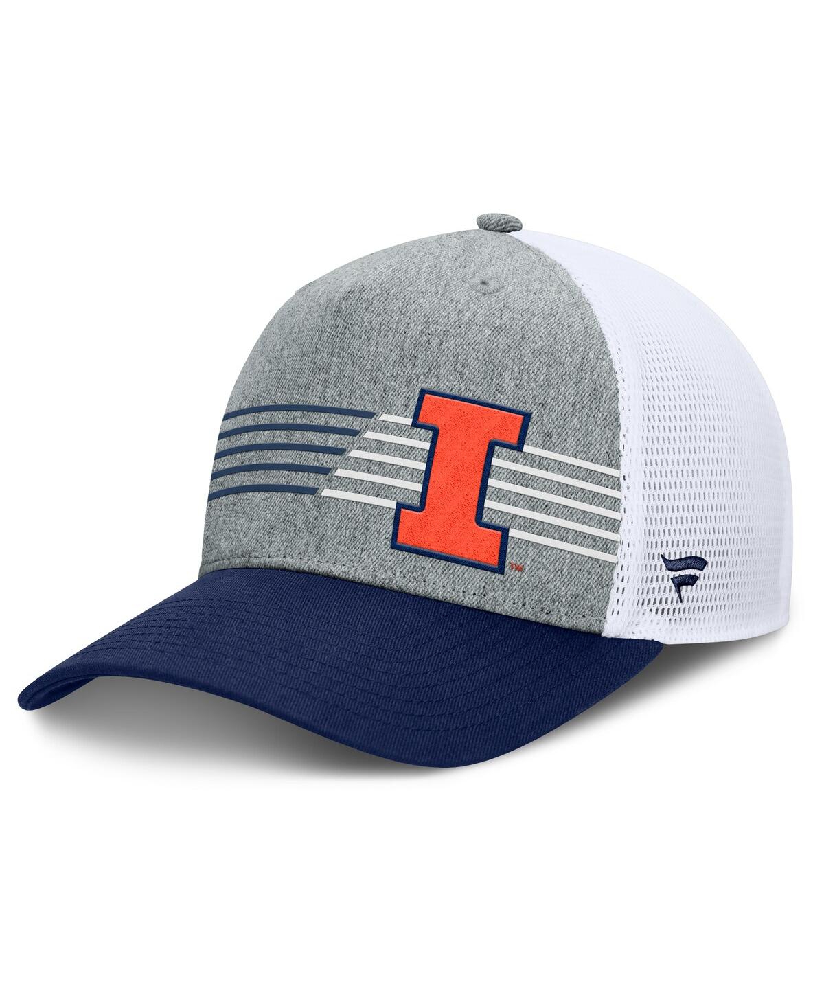 Fanatics Men's Heather Gray/navy Illinois Fighting Illini Profile Trucker Adjustable Hat In Heather Gray,navy