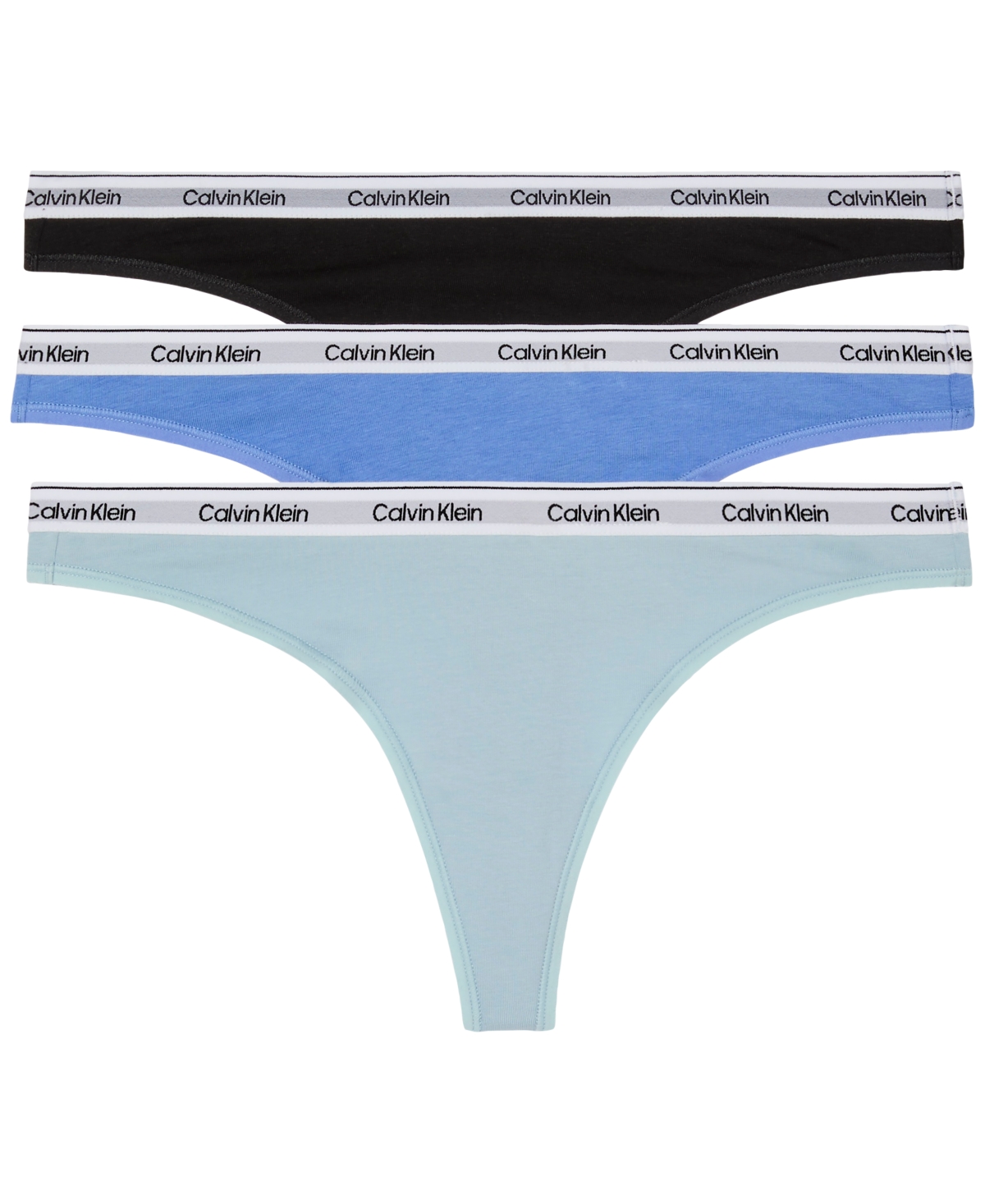 Calvin Klein Modern Logo Thong, Set Of 3 In Sterling Blue,black,glacier
