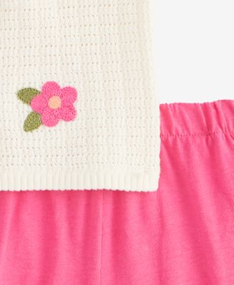 Baby Girls Cotton Crochet Flower Top & Shorts, 2 Piece Set, Exclusively at Macy's