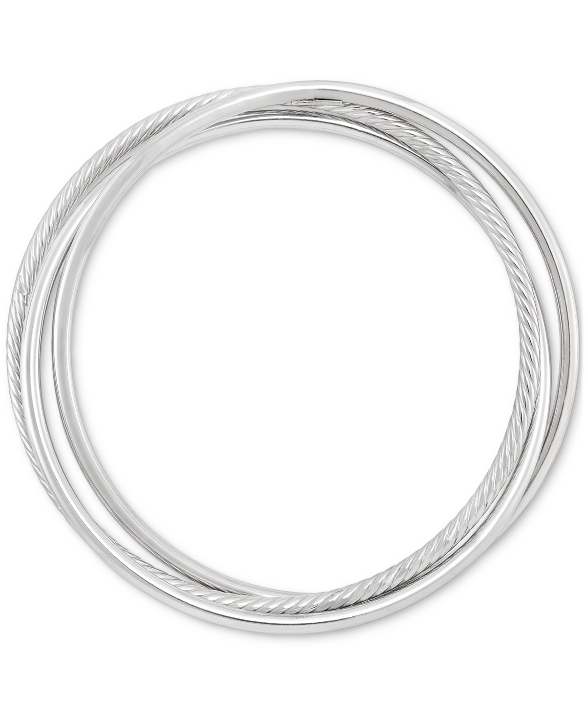 Macy's Polished Triple-row Twist Bangle Bracelet In Sterling Silver In Silver