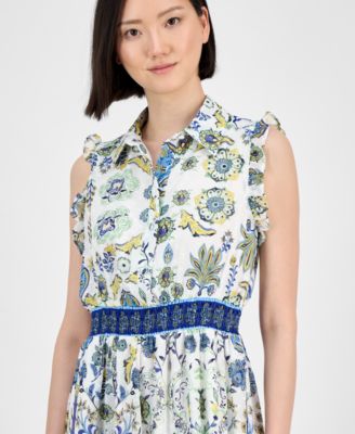 Women's Sleeveless Chiffon Midi Shirtdress
