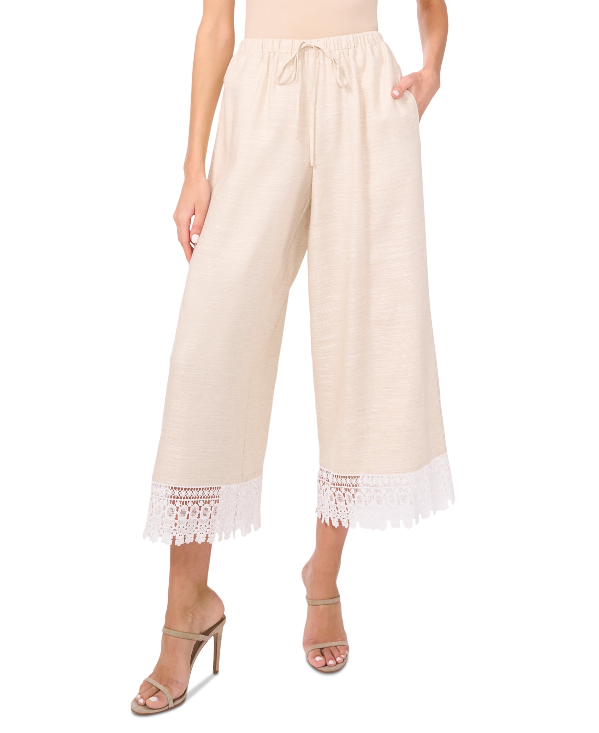 Women's The Daniella Lace-Trim Cropped Pants - Beige