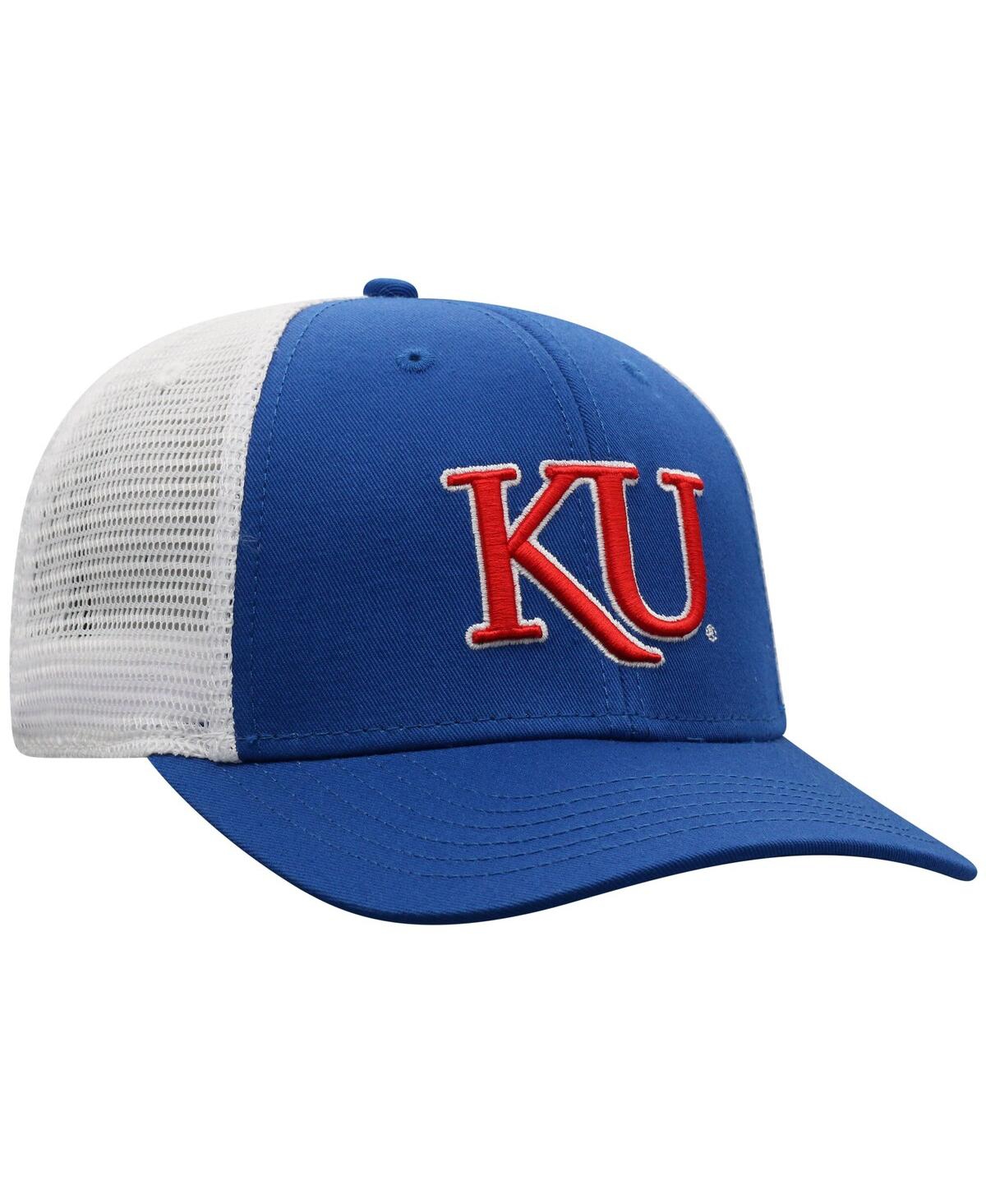 Top Of The World Men's Royal/white Kansas Jayhawks Victory Baseline Trucker Adjustable Hat In Royal,white
