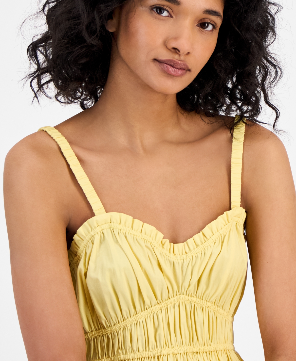 HUGO BOSS WOMEN'S SWEETHEART-NECK SLEEVELESS COTTON MIDI DRESS 