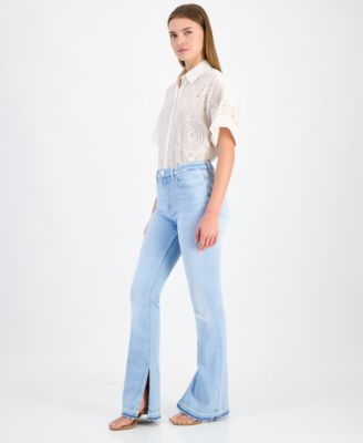 Women's Mid-Rise Slit-Flare-Leg Jeans 