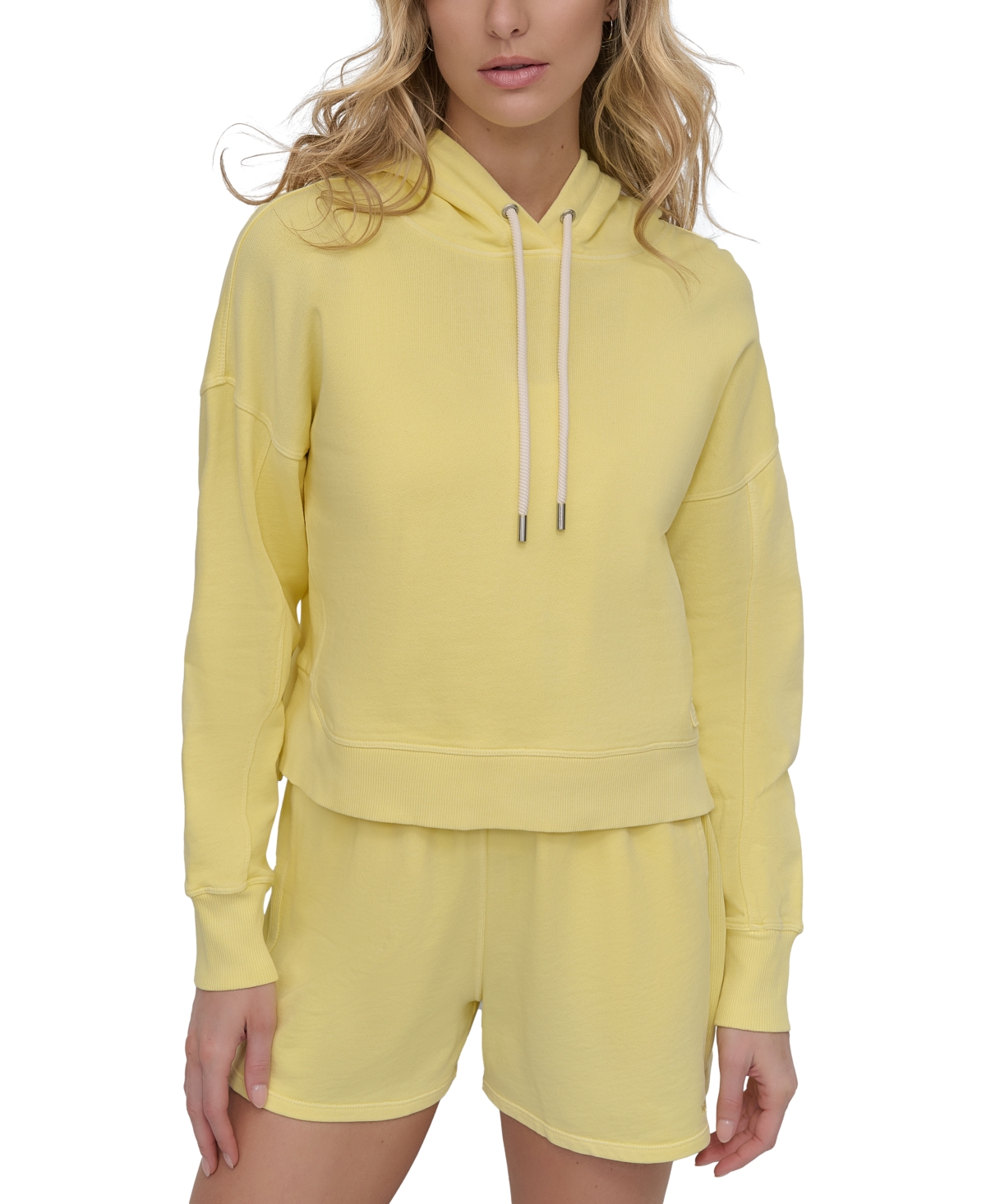 Dkny Sport Women's Cotton Embroidered Logo Pullover Hoodie In Yellow