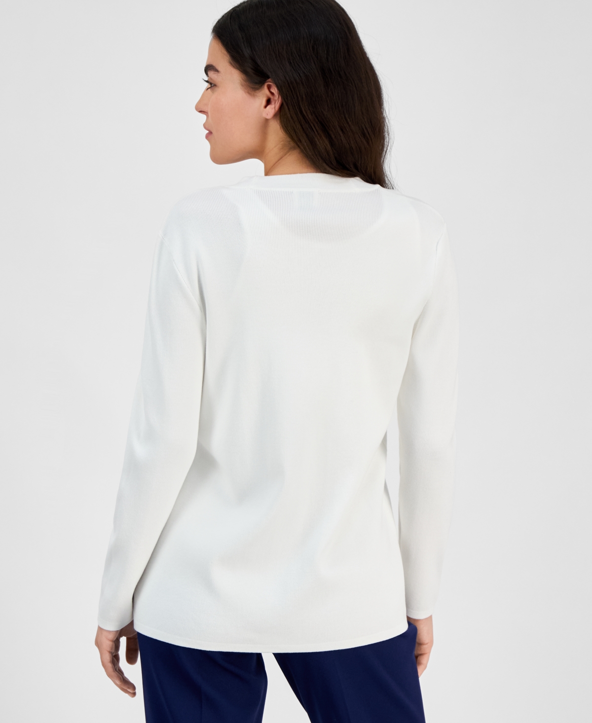 Ak Anne Klein Petite Newport Open-front Cardigan In Bright White