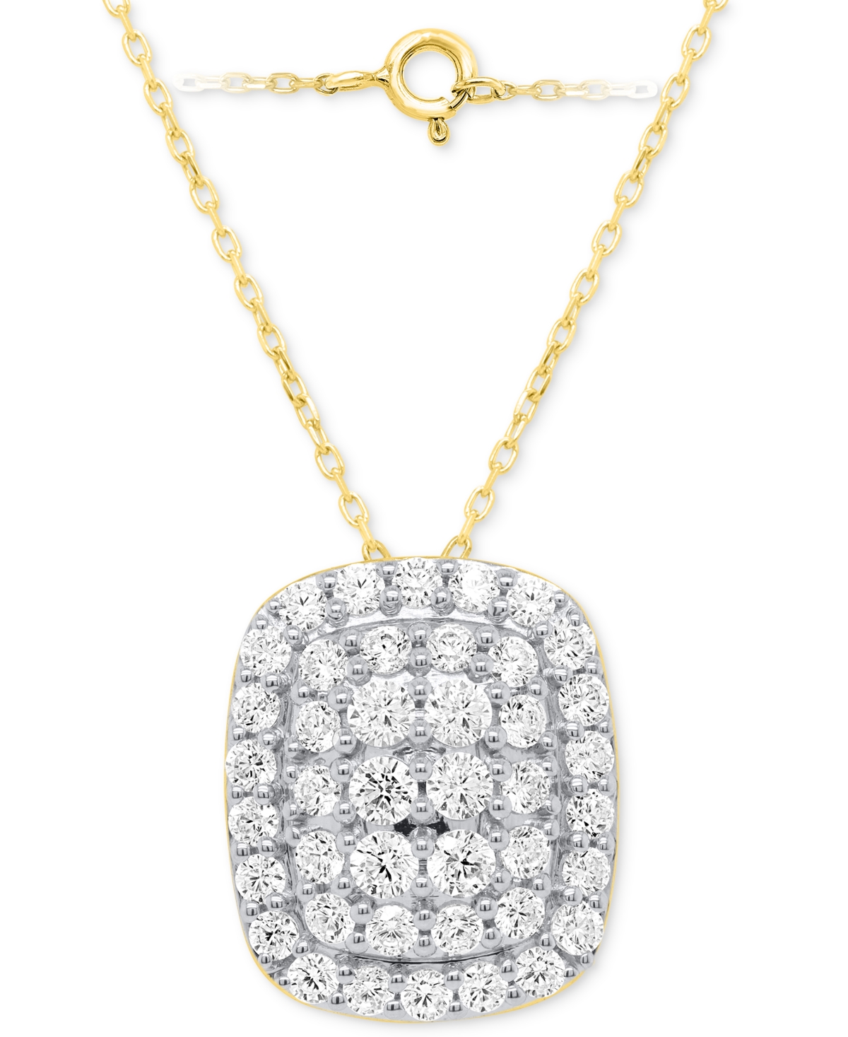 Forever Grown Diamonds Lab-grown Diamond Cushion Cluster 18" Pendant Necklace (2 Ct. T.w.) In Sterling Silver Or 14k Gold-p In Gold-plated Sterling Silver