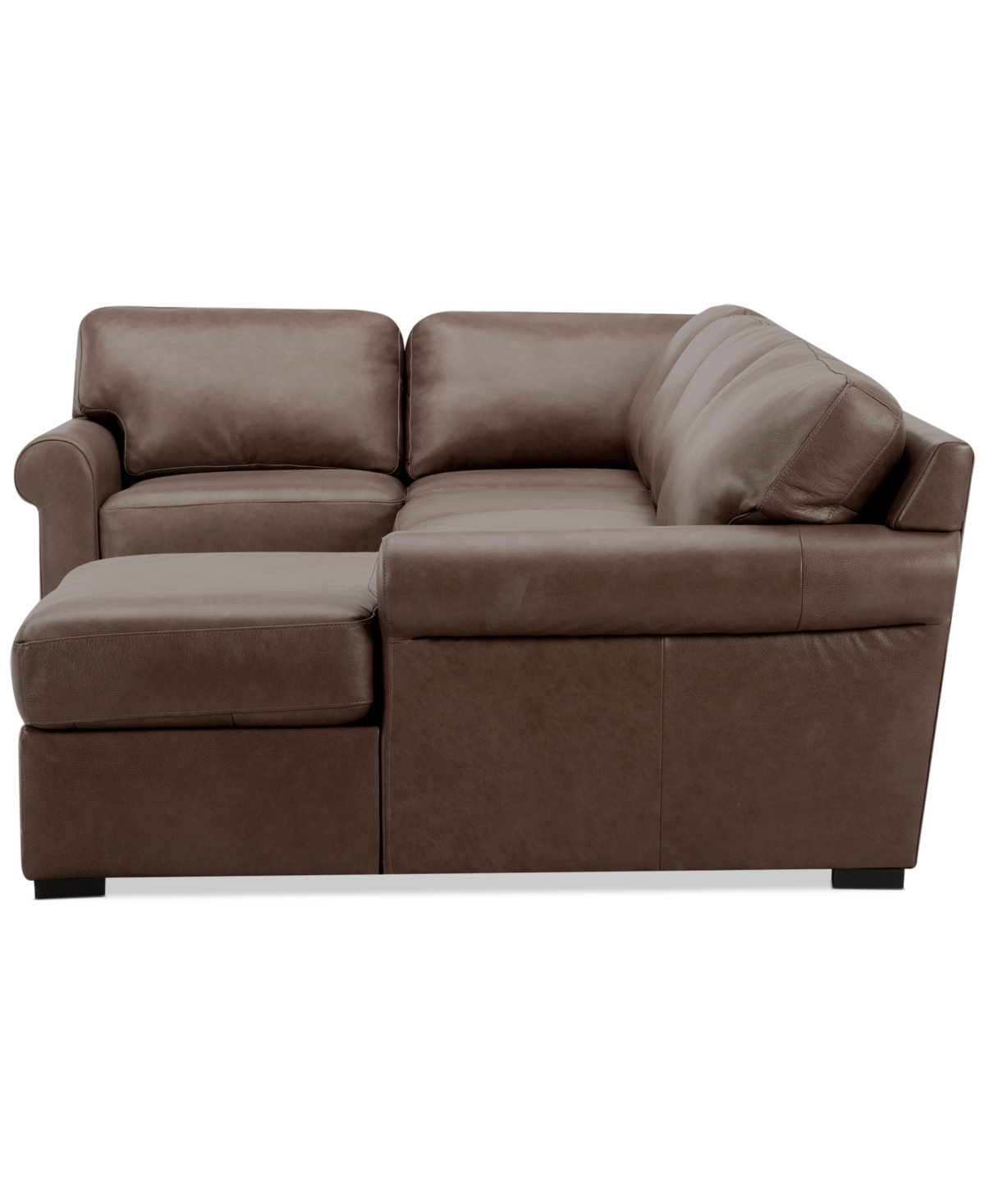 Macy's Radley Roll Arm 132" 6-pc. Leather Square Corner Chaise Sectional, Exclusively At